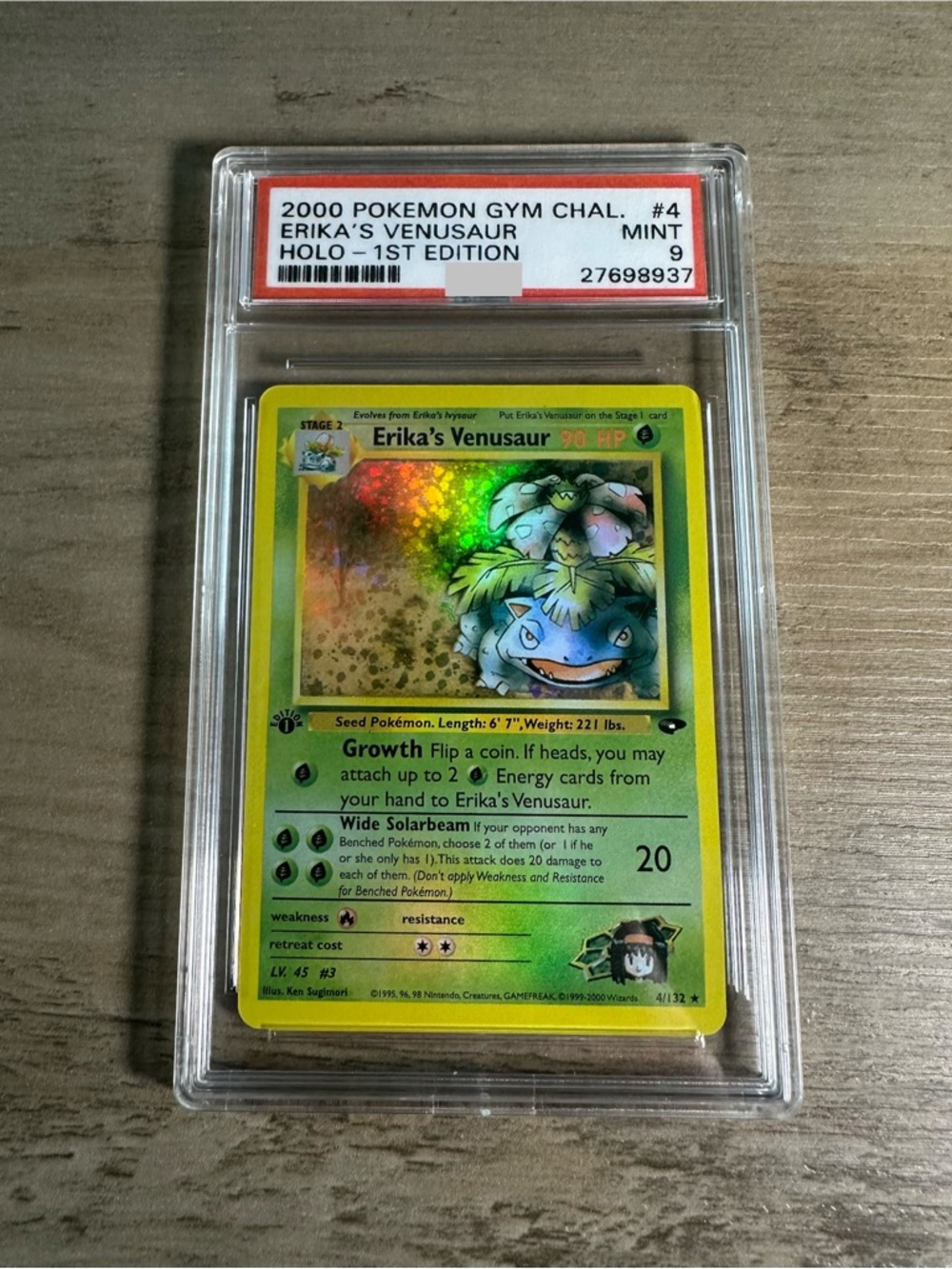 Erika's Venusaur Holo 1st Edition 2000 #4 Pokemon Gym Chal. Novelty Card. Mint 9